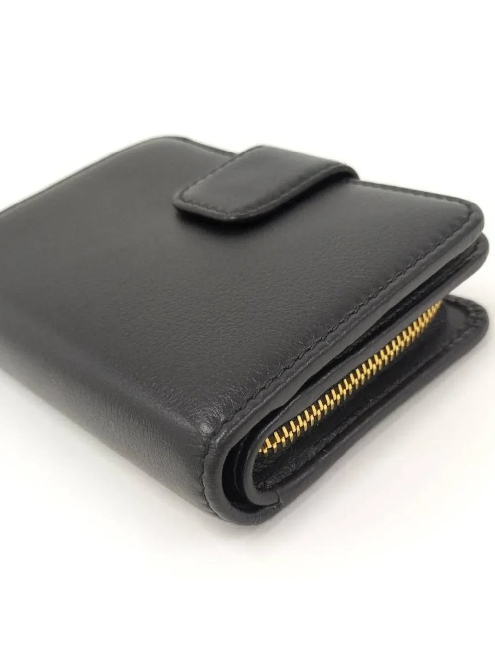 Prada 2 Folding Wallet Leather Black